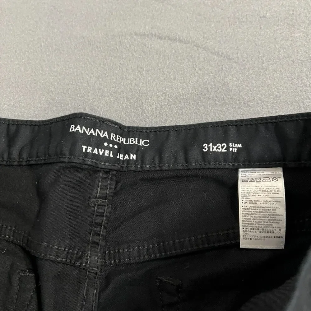 Banana Republic Travel Jeans Mens 31 X 32 Black Cotton Slim Fit 5-Pocket Stretch